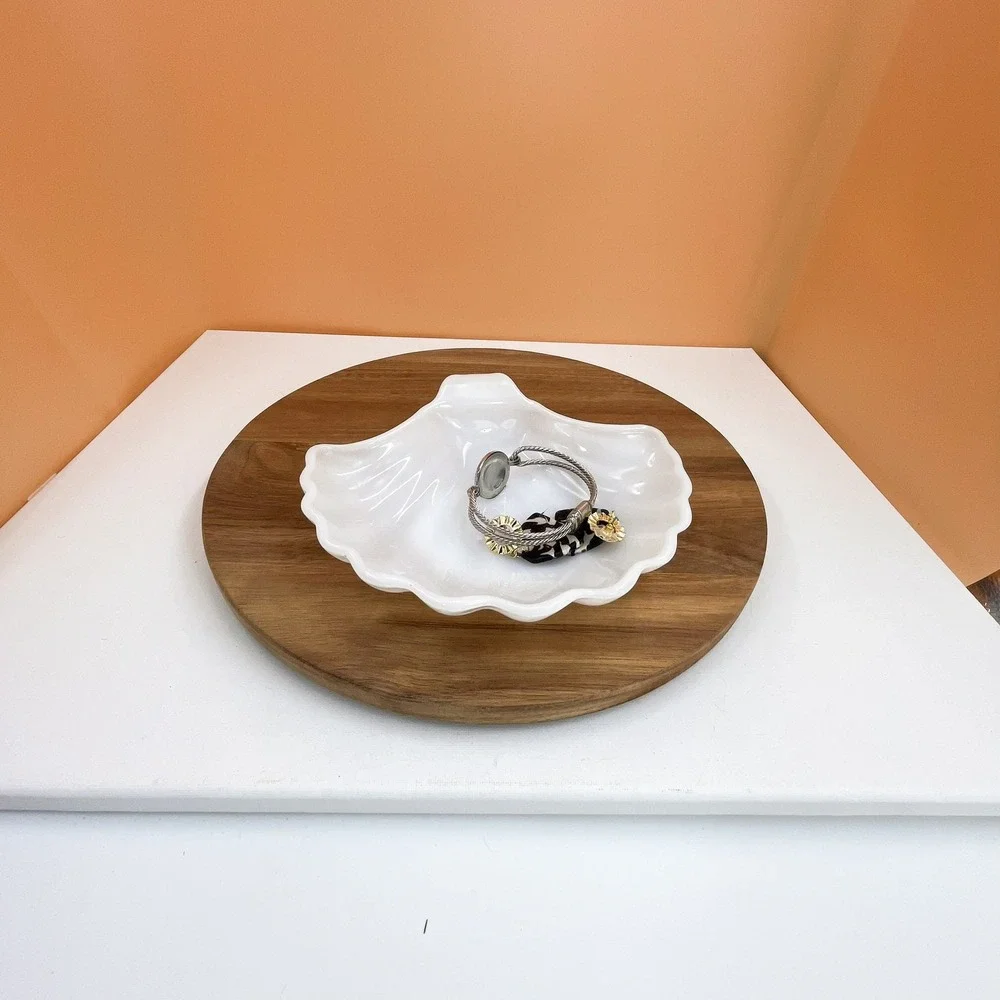 Vintage White Milk Glass Seashell Dish: Ring Holder, Soap Dish (7 inch)